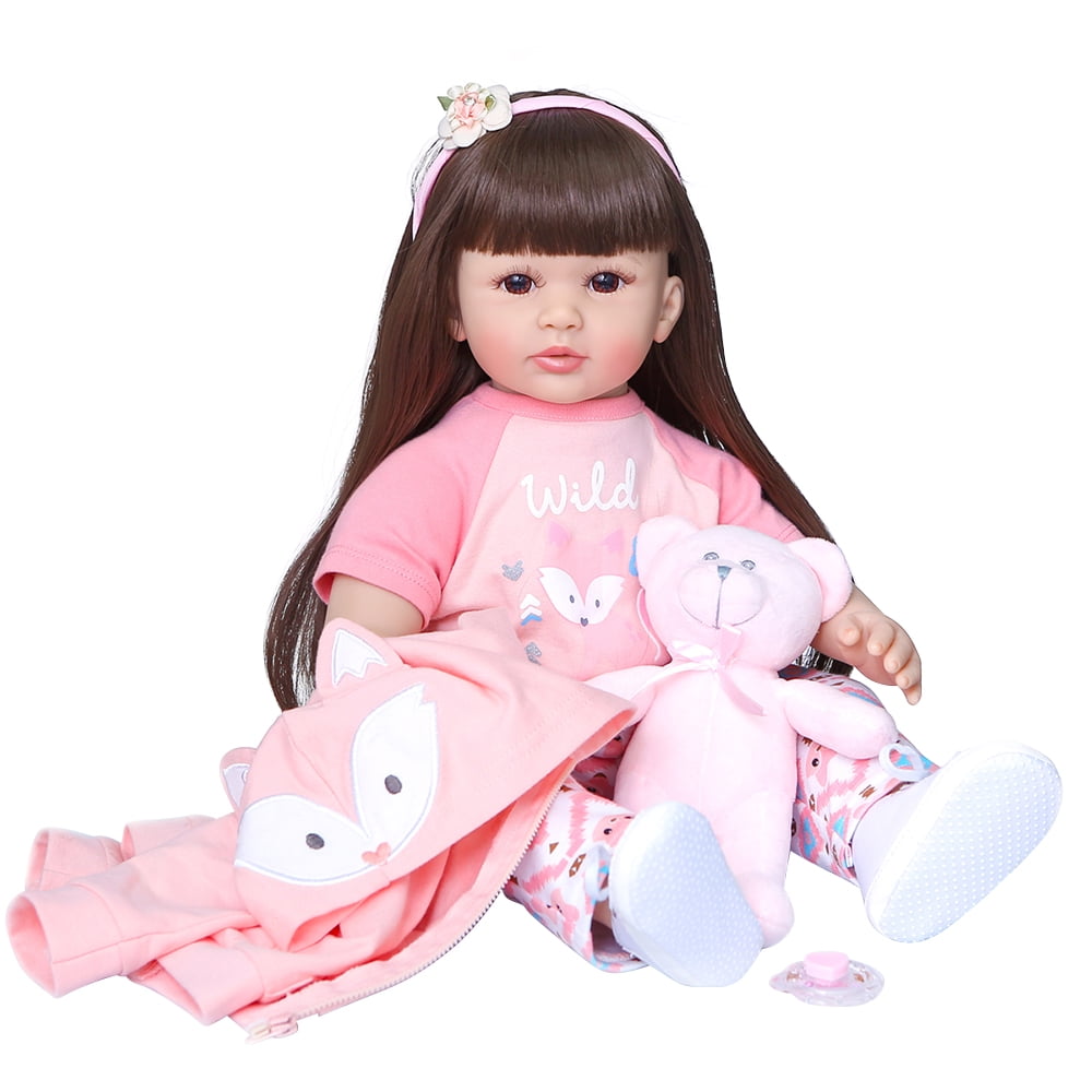 Reborn Baby Girl Doll Lifelike Soft Vinyl Silicone 24 Inch Toddler Reborn Dolls