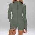 thumbnail image 5 of GIPQJK Workout Sets for Women Athletic Zipper Running Jacket with Thumb Holes High Waisted Lightweight Shorts Long Sleeve Soft Yoga Gym Sets,Mint Green 0.84, 5 of 7