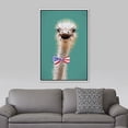 thumbnail image 3 of PixonSign Framed Wall Art Pastel Ostrich with American Flag Bowtie Nature Animals Portrait Artwork Cartoon Oil Paintings Modern Canvas Prints Colorful Fine Art for Rooms - 16"x24" White, 3 of 5