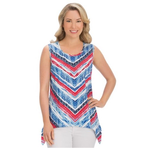 Blue Chevron Sleeveless Shirt 