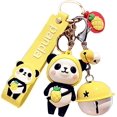 thumbnail image 1 of MuGu Lady Girl Cute PVC Panda Keychain（Yellow) Creative New Year Gift Animal Pendant Car Key Pendant Metal Key Ring, 1 of 5
