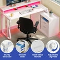 thumbnail image 2 of ModFusion 55 Inch Reversible L-Shaped Computer Desk with Power Outlets & LED Lights, Corner Office Desk with Sliding Door & Storage Shelves, White, 2 of 12