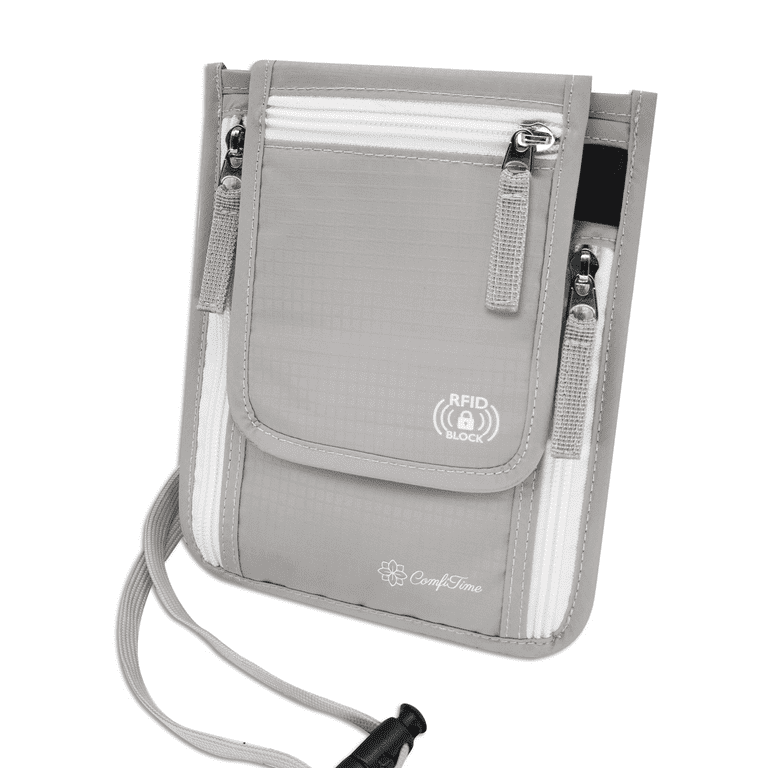 ComfiTime Passport Holder Neck Wallet, RFID Travel Pouch, Anti