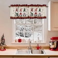 thumbnail image 2 of Christmas Gnome Valance Curtain for Windows Xmas Dwarfs Floral Snowflakes Retro Linen Plaid Curtain Valances Short Window Treatments Panels for Kitchen Bathroom Laundry Room Basement 54 x 18 Inch, 2 of 7