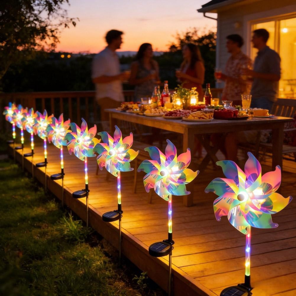 Solar Wind Spinner for Yard and Garden, 31 Inch Large Metal Wind Sculptures with 4-Tier Blades and LED Light, 360 Rotating Outdoor Decor for Patio Lawn Art