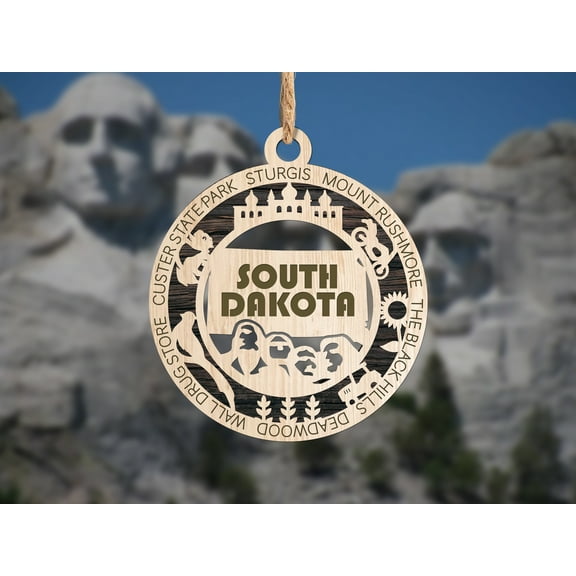 The Cabin Woodworker - Baltic Birch Wood - South Dakota State Ornament - Solid Backing