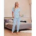 thumbnail image 4 of Ekouaer Pajamas for Women Set 2 Piece Lounge Set Short Sleeve Pjs Joggers Long Pants Sleepwear with Pockets, 4 of 6