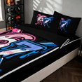 thumbnail image 2 of Manfei Cartoon Baseball Zipper Twin Comforter Sets with Fitted Sheet and 2 Pillowcases, 67 Sport Zipper Bedding Set, Black Pink Blue, 2 of 7