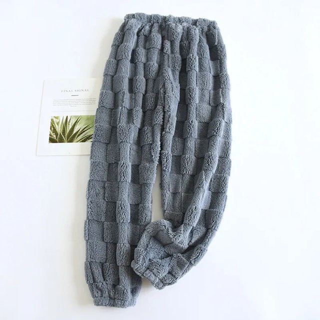 Pantalones de dormir gruesos de franela para mujer, pantalones de felpa de Coral, pantalones de pijama sueltos y lindos para el hogar, otoño e invierno, 2023