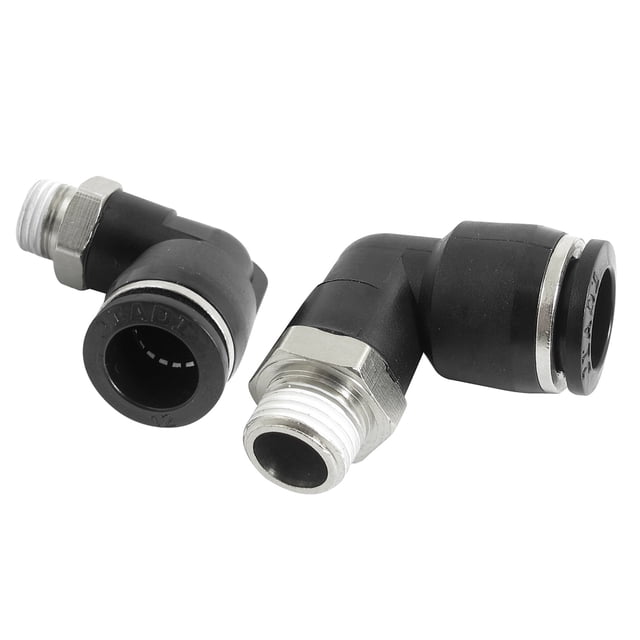 Unique Bargains 2 Pcs Connecteurs Rapides de Coude Pneumatique 1/4BSP Mâle à 12mm