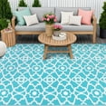 thumbnail image 6 of MeyJey 6'x9' Outdoor Rug Reversible Waterproof Oversize Indoor/Outdoor Plastic Mat for RV, Camping, Patio, Teal, 6 of 10