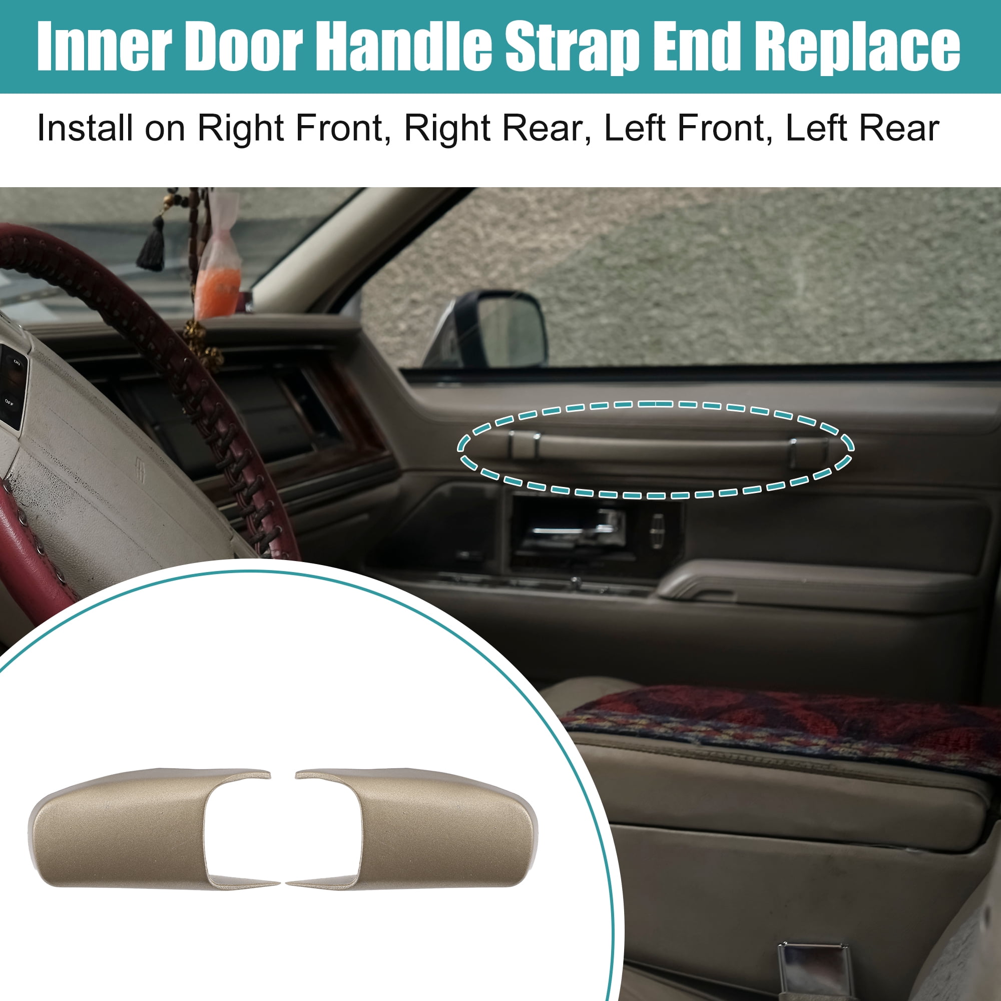 Unique Bargains 4 Pcs Car Door Pull Strap End Caps for Lincoln Town Car 2003-2011
