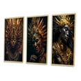 thumbnail image 3 of Designart "Majestic Shaman Spiritual Wisdom of the Amazon III" Folk Religion Framed Wall Art Set Of 3 - Gold Traditional Frame Gallery Set For Office Decor, 3 of 6