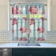 thumbnail image 3 of Pioneer Kitchen Curtains and Valance Set 36 Inch Tier Pink Paper Peony Flowers 3 Pieces Set Dining Room Small Curtain Drapes Cafe Curtains Valance for Home Decor Rod Pocket, 3 of 6