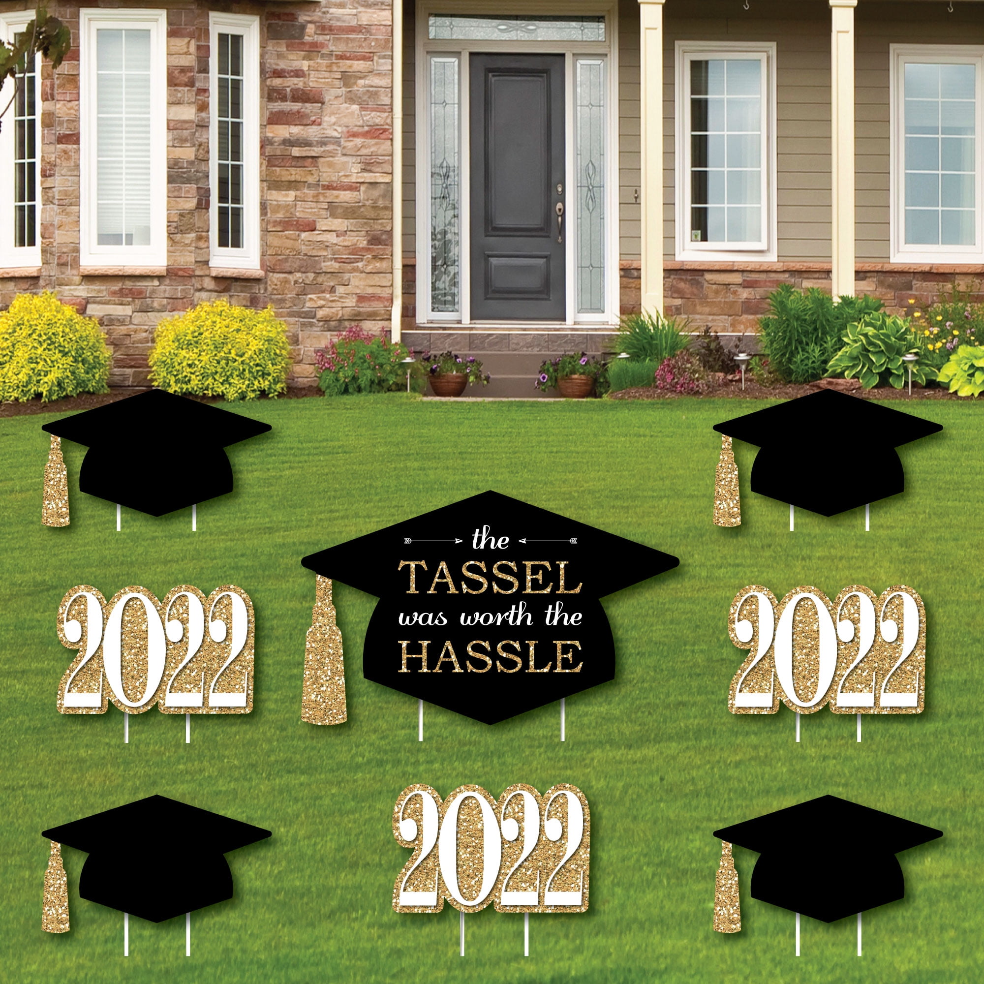 Big Dot of Happiness Gold - Tassel Worth The Hassle - Yard Sign and Outdoor  Lawn Decorations - 2021 Graduation Party Yard Signs - Set of 8 - Walmart.com