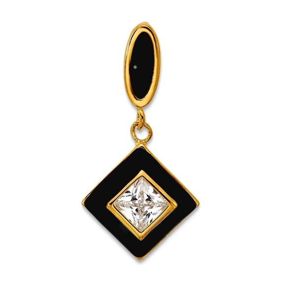 12mm 925 Sterling Silver Gold Plated Cubic Zirconia Enamel Pendant Necklace Pendant for Women