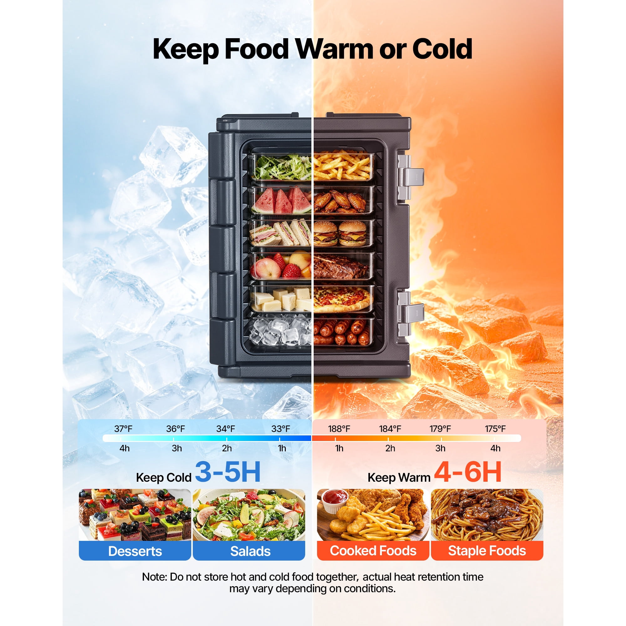 KFFKFF Insulated Food Pan Carrier, 95 Qt Non-Electrical Warmer with Wheels & Stainless Steel Latch, Durable Stackable Hot Box for Multiple Pan Sizes (Not Included), Ideal for Catering (Black)
