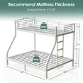 thumbnail image 3 of Netrum Twin XL over Queen Bunk Bed for Adults,Heavy Duty Metal Bunk Beds Frame with Wall Fastener Screws,Ladder & Full-Length Guardrail,White, 3 of 6