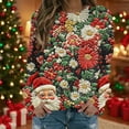 thumbnail image 2 of Christmas Top for Women Print Long Sleeve Pullover Crewneck Sweatshirt Red 2XL, 2 of 5