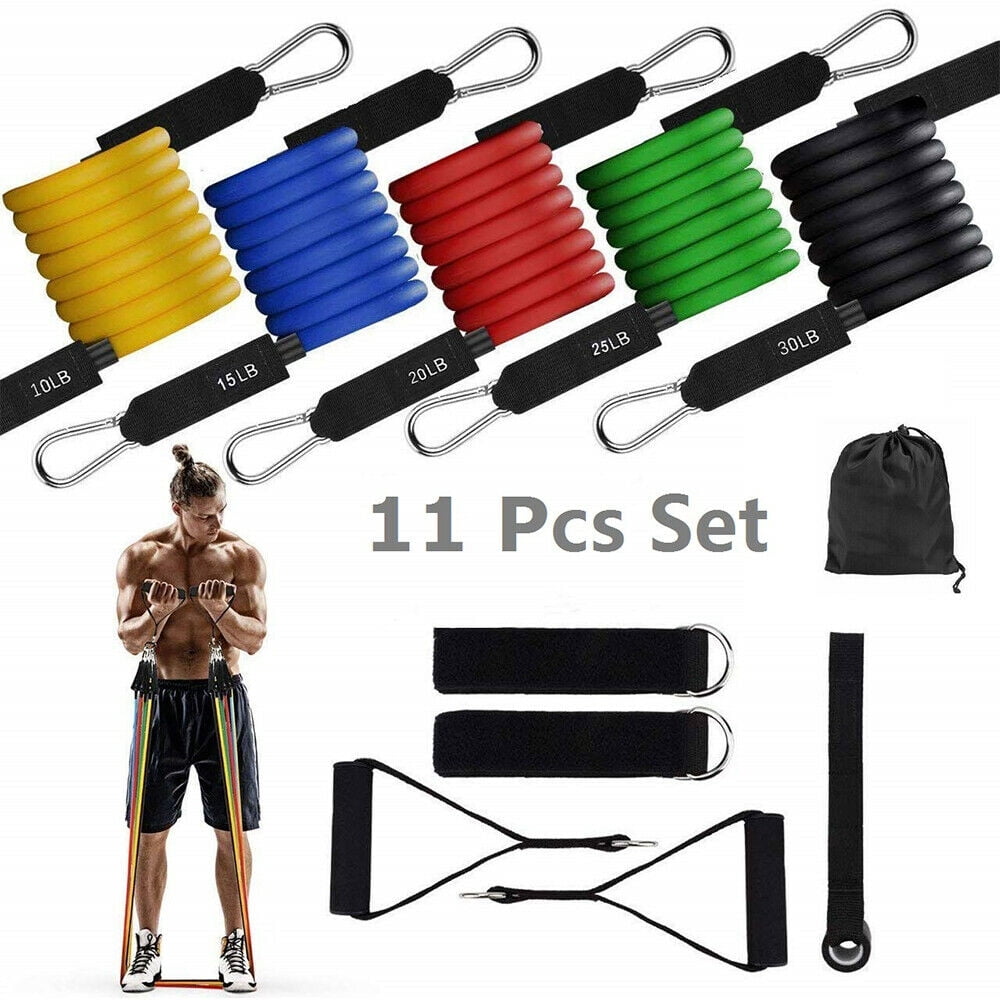 Ankle Abs Exercise Fitness Workout Bands 11 PCS Resistance Band Set Door Anchor 