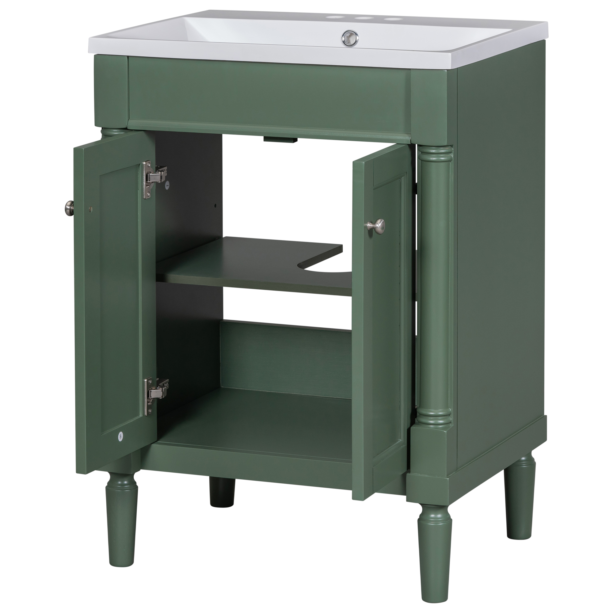 Rugerasy 24" Bathroom Vanity With Sink Modern 2-Tier Bathroom Storage locker With Double Door Single Sink Bathroom Vanity For Home Hotel