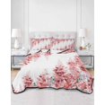 thumbnail image 2 of Quilts Full Size Bedding Set, Red Wisteria Lightweight Quilted Comforter, Sprinng Summer Pastoral Flowers Botanical Soft Reversible Bedspread Coverlet with Pillow Covers for All Season, 78" x 90", 2 of 7