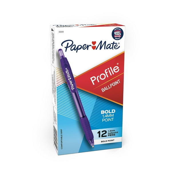 Bolígrafos Paper Mate Profile retráctiles, color morado intenso