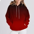thumbnail image 2 of Htigea Drawstring Sweatshirts for Women Oversized Hooded Raglan Long Sleeve Casual Loose Pullover Hoodies Pocket Tops Wine XL, 2 of 7