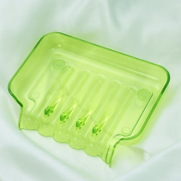 WHAMVOX Green Plastic Soap Box with Storage Tray for Bathroom 2 Suckers Aerial Design 7.87x4.33x2.95 Inches