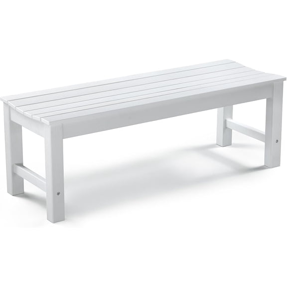 Stoog Outdoor Bench, 2-Person Patio Backless Bench, Outdoor Benches Weatherproof with 800 lbs Weight Capacity, Never Rot or Fade, White