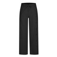 thumbnail image 5 of Wyobmus Men's Cotton Linen Pants Casual Wide Leg Trousers Elastic Waist Blended Breathable Comfortable Soft Beach Pants Black, 5 of 6