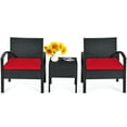 thumbnail image 4 of Patiojoy 3 Pieces Patio Set Outdoor Wicker Rattan Furniture w/ Cushions Red, 4 of 6