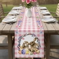 thumbnail image 4 of Easter Bunny Table Runner - 48 Inch Long Spring Easter Eggs Chick Floral Pink Check Cotton and Linen Blended Dress Scarves Farmhouse Table Runner for Kitchen Dining, Coffee Table, 13" x 48", 4 of 8