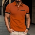 thumbnail image 2 of FAWUUDO Men's Print Shirts Half Button Lapel Collar Casual Silm Fit Short Sleeve with Pocket Orange, 2 of 6