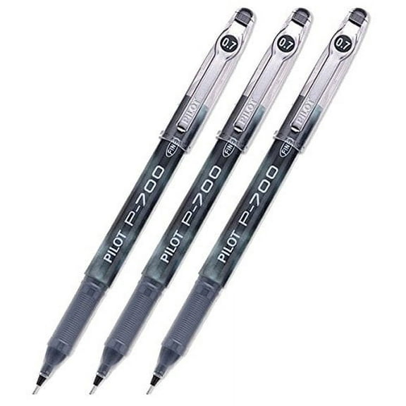 Pilot P-700 Rollerball Stick Gel Pen, Black Ink, Fine Point 3-PACK(38610)