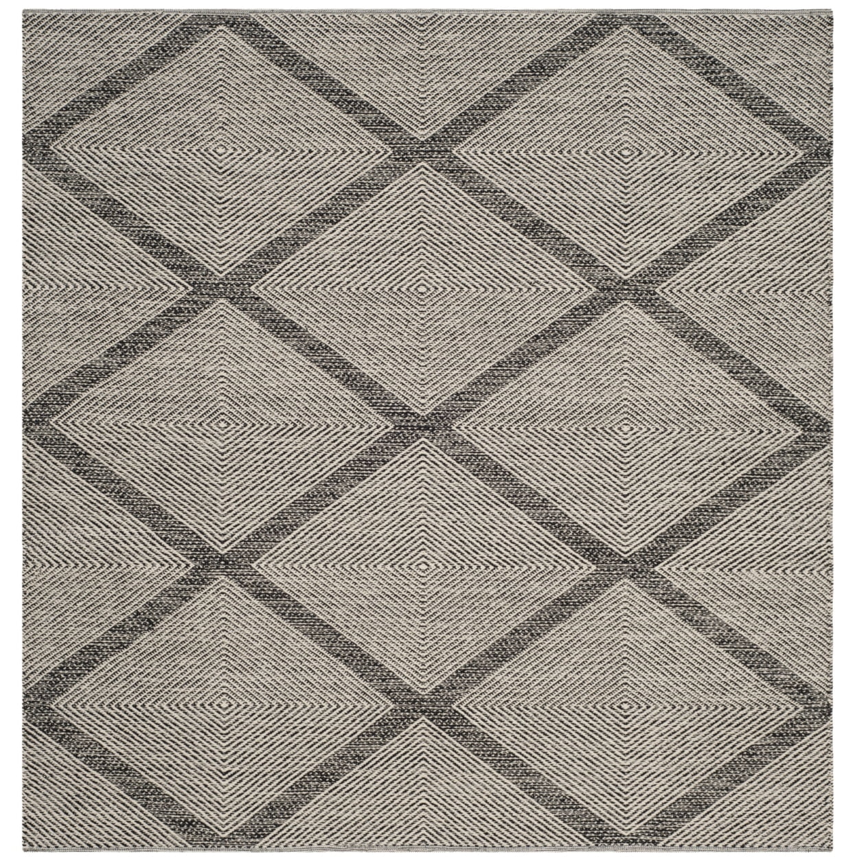 SAFAVIEH Montauk Bailey Geometric Diamond Cotton Area Rug, Black, 3' x 5'