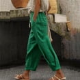 thumbnail image 2 of Women's Pants Fashion Casual Pants For Women Cotton And Linen Spring Pants Solid Color Casual Daily Side Pocket Elastic Waist Pants, 2 of 4