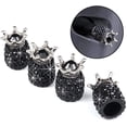 thumbnail image 1 of Valve Stem Caps, 4 Pack Handmade Crystal Rhinestone Universal Car Tire Valve Caps Chrome,Attractive Dustproof Bling Car Accessories, Black, 1 of 5