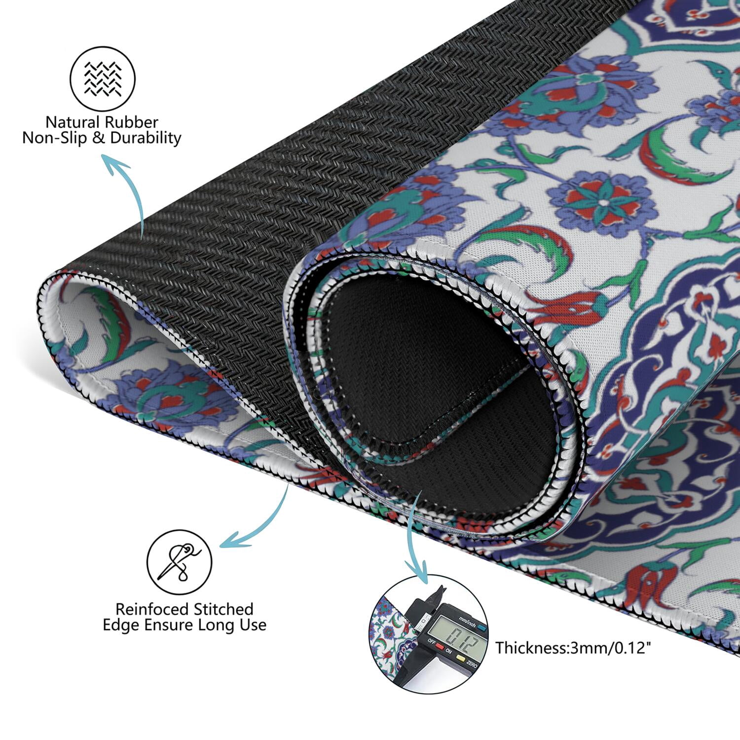 Blue Mahjong Mat for Table, 31.5*31.5in Anti Slip American Mahjong Table Cloth, Noise Reduction, Neoprene Mah jongg Mat with Carrying Bag & 3 Dices, Mahjong Accessories Gift for Board Tile Games Mats