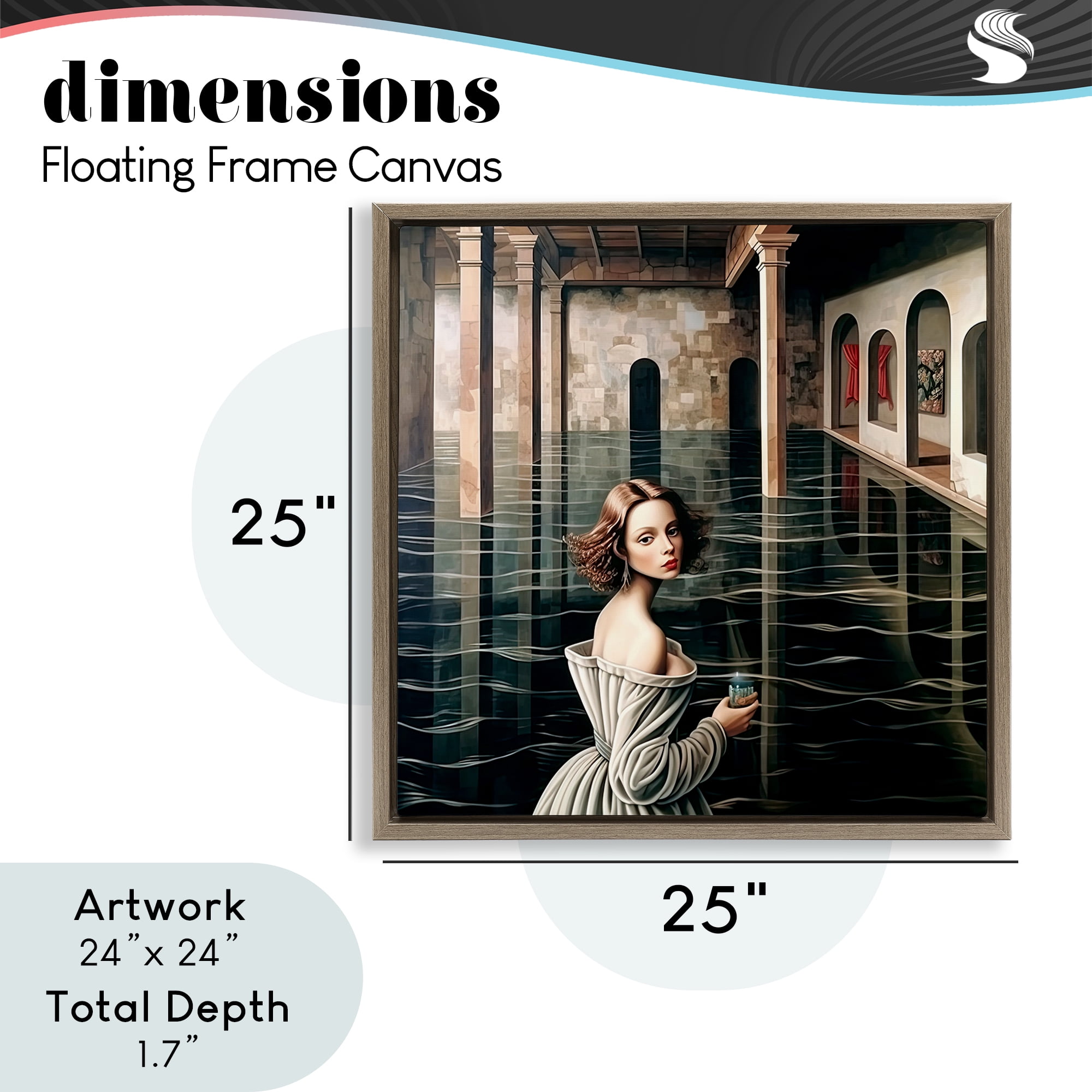 Portal Of Reflections Brown Framed Floater Canvas Wall Art, design by Sasha