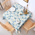 thumbnail image 2 of Lightblue Daisy Flower Green Stems Pattern Square Tablecloth,Waterproof Square Table Cover,Wipeable Spillproof Washable Table Cover for Home Kitchen Party Decor 52"x52"(132x132cm), 2 of 6