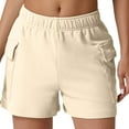 thumbnail image 6 of YUGYXL Active Sport Shorts for Women Side Pockets Athletic Shorts Fashion Comfy Short Pants Elastic Waist Jogger Shorts Beige XXL, 6 of 9