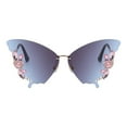 thumbnail image 2 of Lilgiuy Women Sunglasses Summer Rimless Diamond Butterfly Shape Sun Protection Glasses for Beach Hawaiian Vacation, 2 of 5