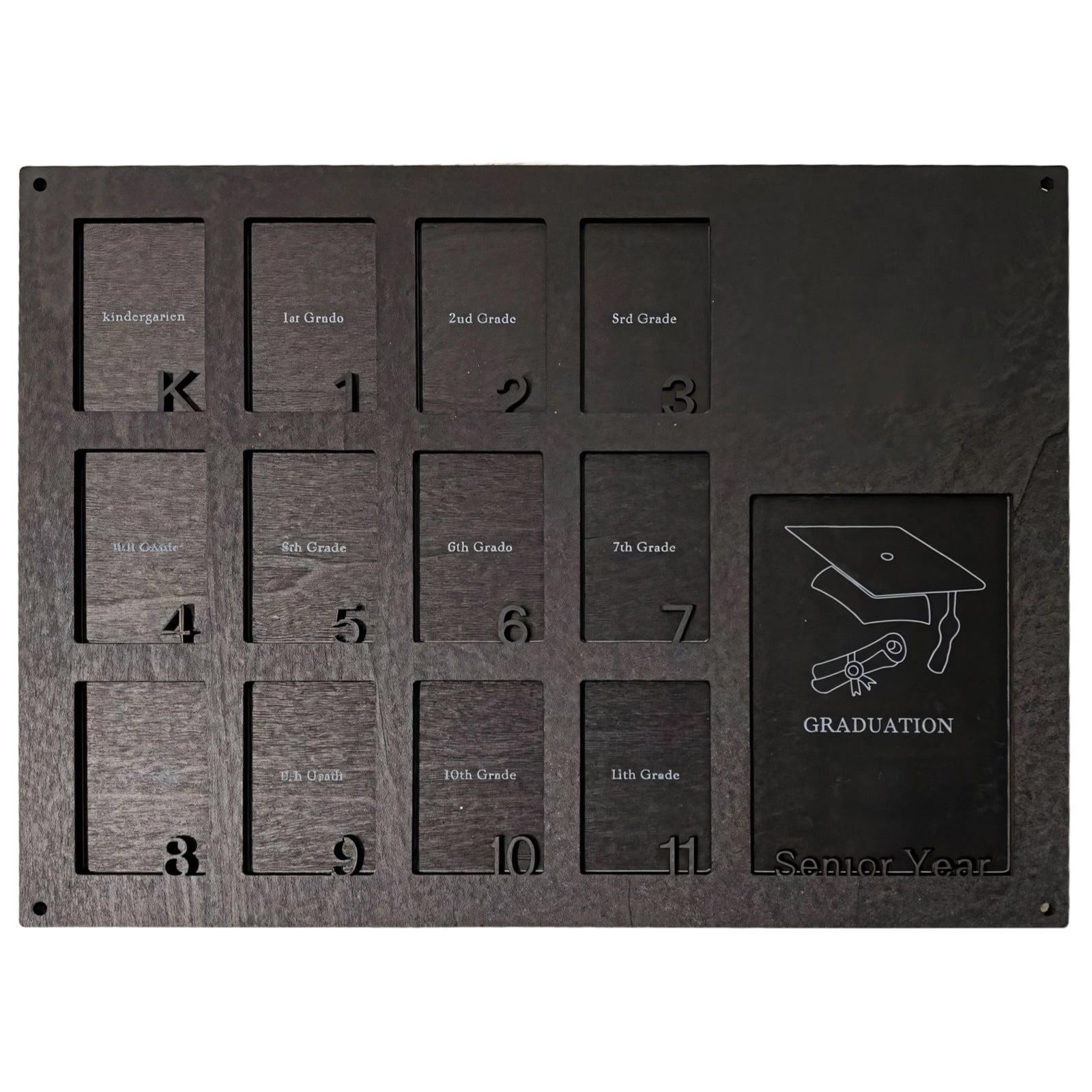 School Years Wooden Photo Frame, Kindergarten to 12th Grade, Graduation Wood Frame 12 Picture Slots, "My School Year" Display, Graduated Present Souvenir