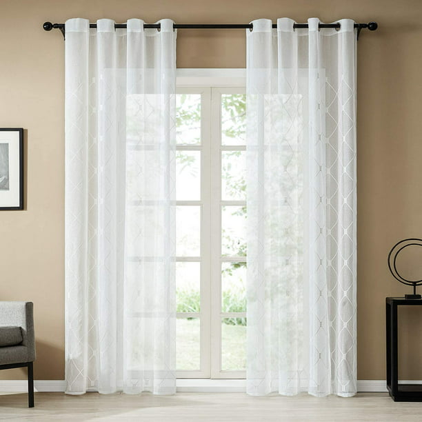 Topfinel White Sheer Curtains 90 Inches, How Long Should Sheer Curtains Be