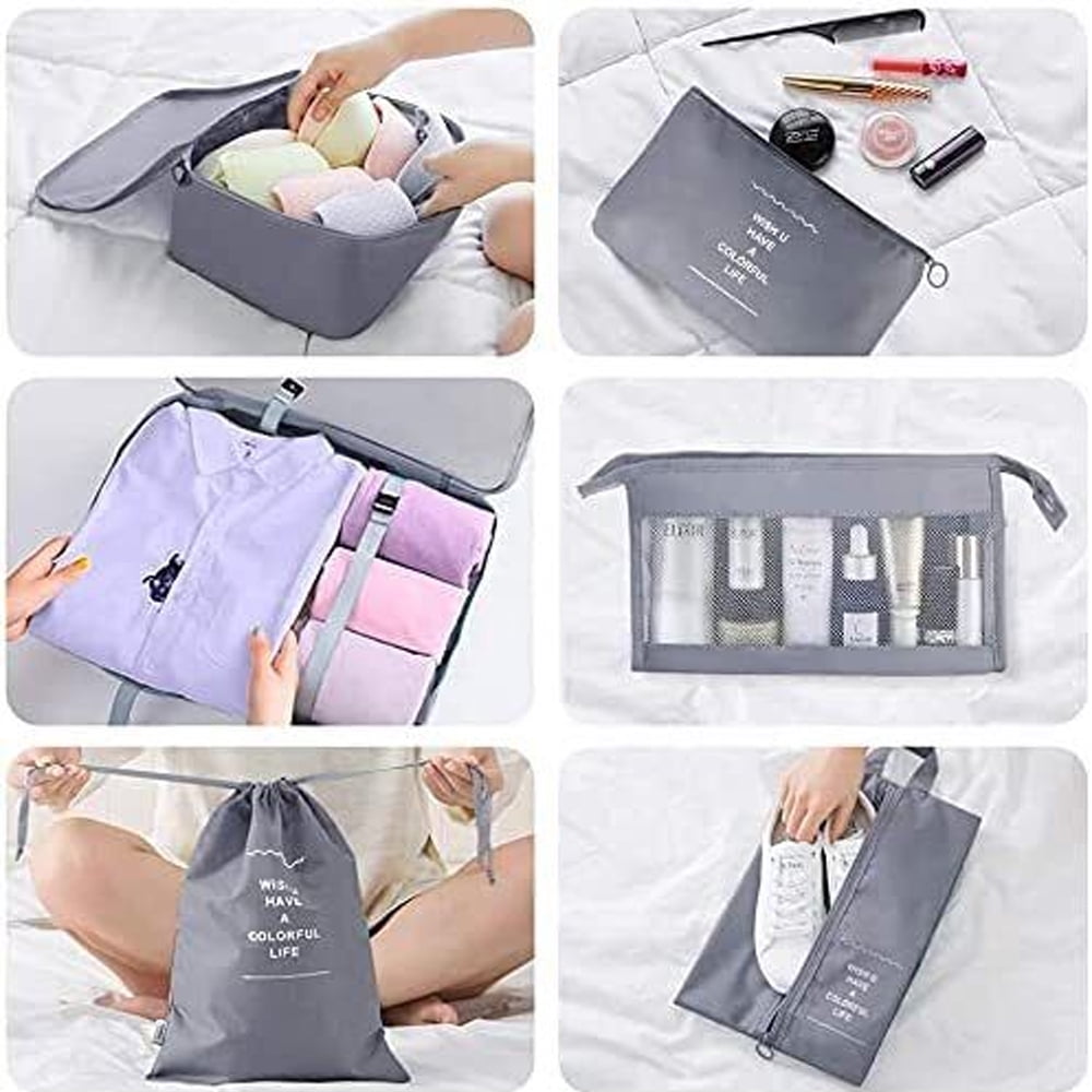 Packing Cubes for Travel, 8Pcs Travel Cubes Set Foldable Suitcase Organizer Lightweight Luggage Storage Bag