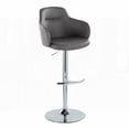 thumbnail image 4 of Contemporary Grey Faux Leather Barstools Set of 2 with Chrome Metal and Rounded T Footrest by LumiSource, 4 of 5