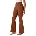 thumbnail image 2 of Flare Leggings for Women Yoga Pants High Waisted Crossover Stretchy Leggings Business Bootcut Yoga Pants with Pockets (Brown,2XL), 2 of 4