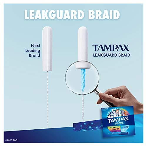 Tampax Pearl Tampons, Super/Super Plus/Ultra Absorbency with LeakGuard  Braid, Triple Pack, Unscented, 34 Count, Packaging May Vary 