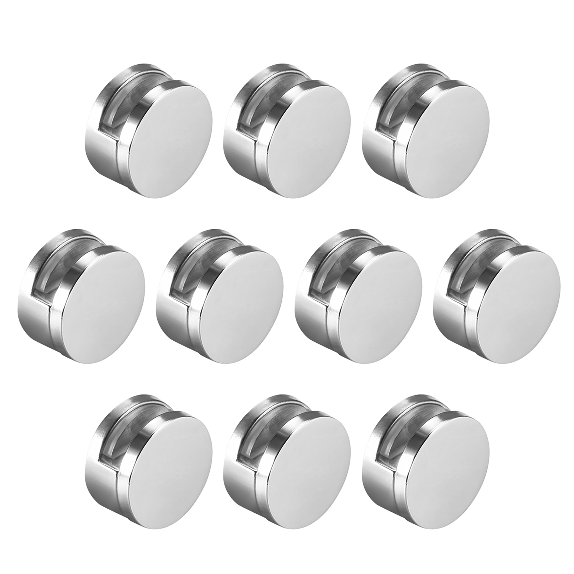 6 x MIRROR CLIPS FIXINGS FITTINGS ROUND SILVER NICKEL PLATED 